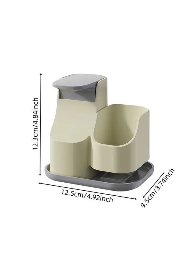 Gray Large Capacity Refillable Kitchen Soap Dispenser With Storage Rack - Image 3